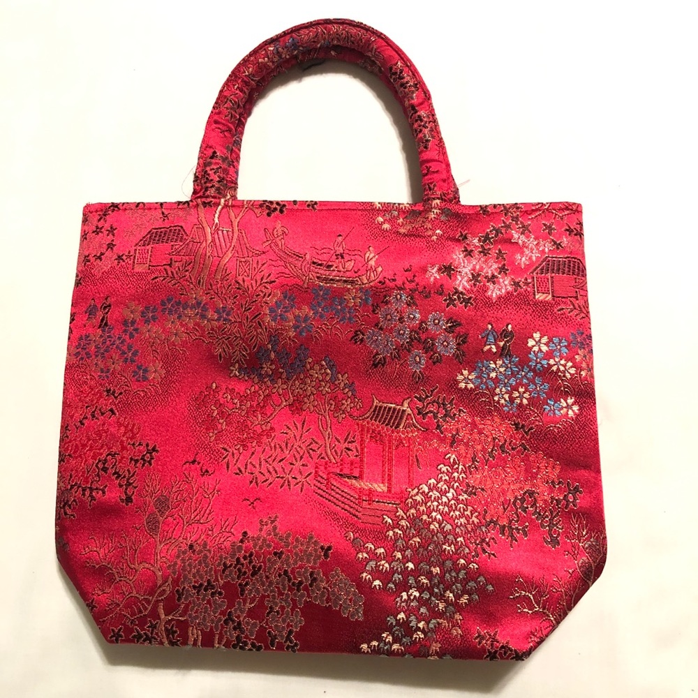 Red Asian Silk Tote